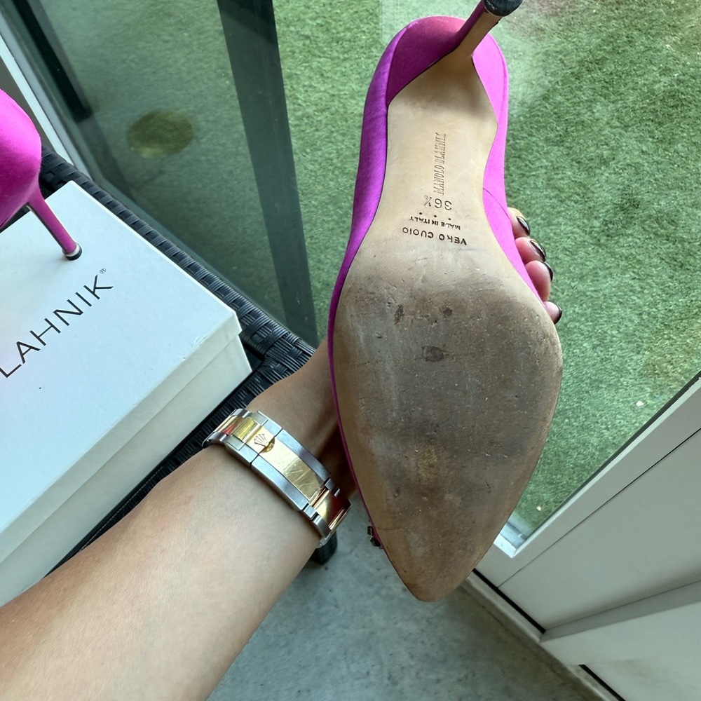 Manolo Blahnik Fuchsia Heels 36.5 - Picture 3 of 9